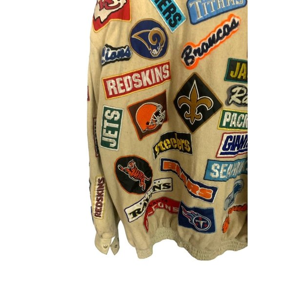 NFL Teams Custom Handmade Vintage Wool Leather Snap Up Quilted Reebok 8XL Jacket - Picture 13 of 16